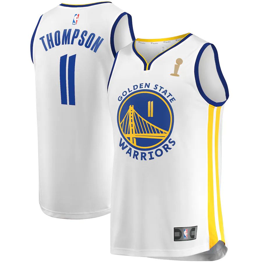 Men Golden State Warriors #11 Klay Thompson Fanatics Branded White Finals Champions Fast Break Replica Player NBA Jersey->golden state warriors->NBA Jersey